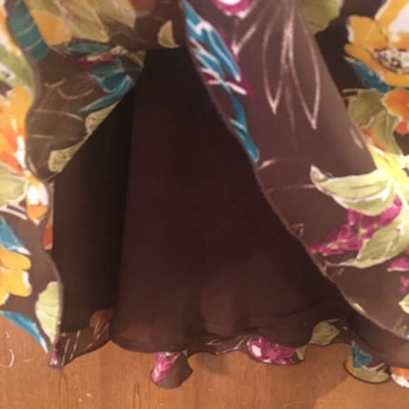 Brown Flowered Print Flowy Skirt, Size 3X - Picture 2 of 4
